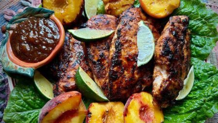 Grilled Chicken and Peaches